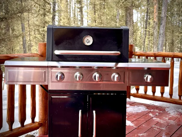BBQ grill on the deck at Lodgepole Pines Retreat