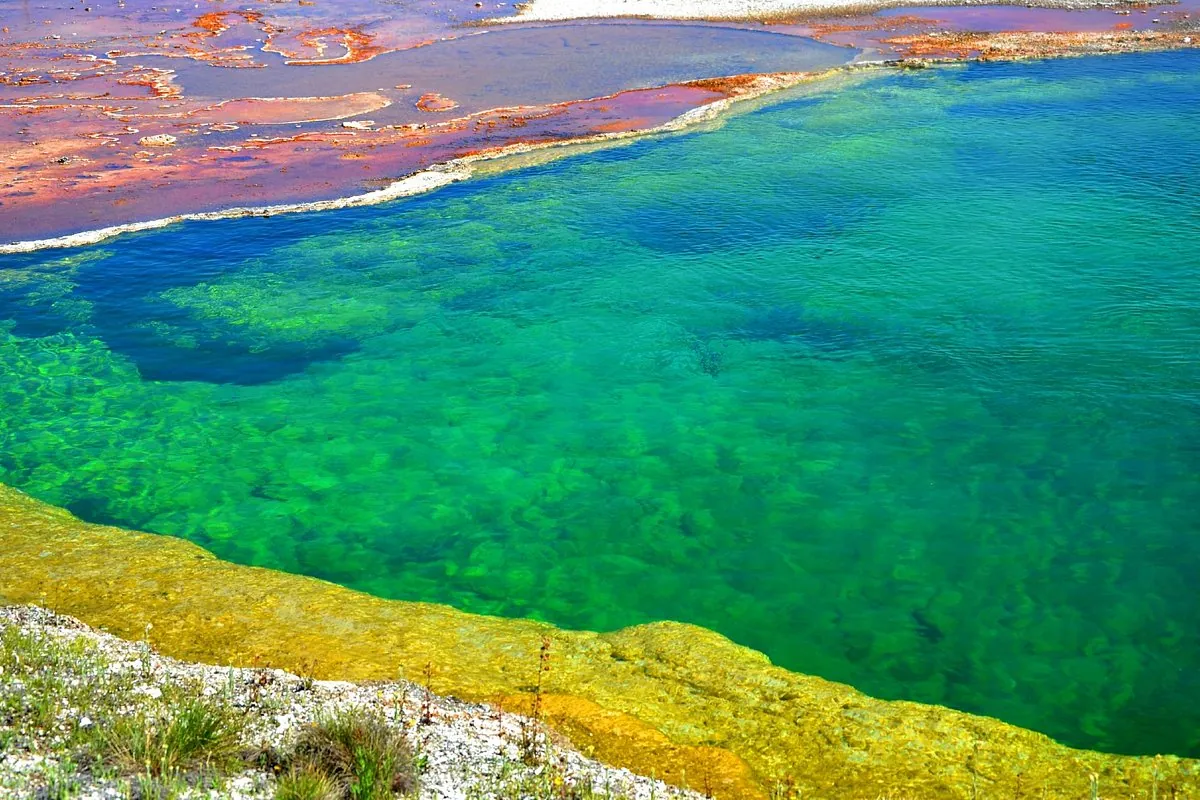 West Thumb Geyser Basin on Yellowstone Lake shoreline