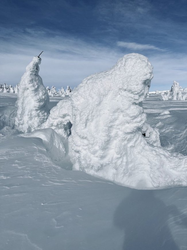 Snow ghost resembling a fantastical character